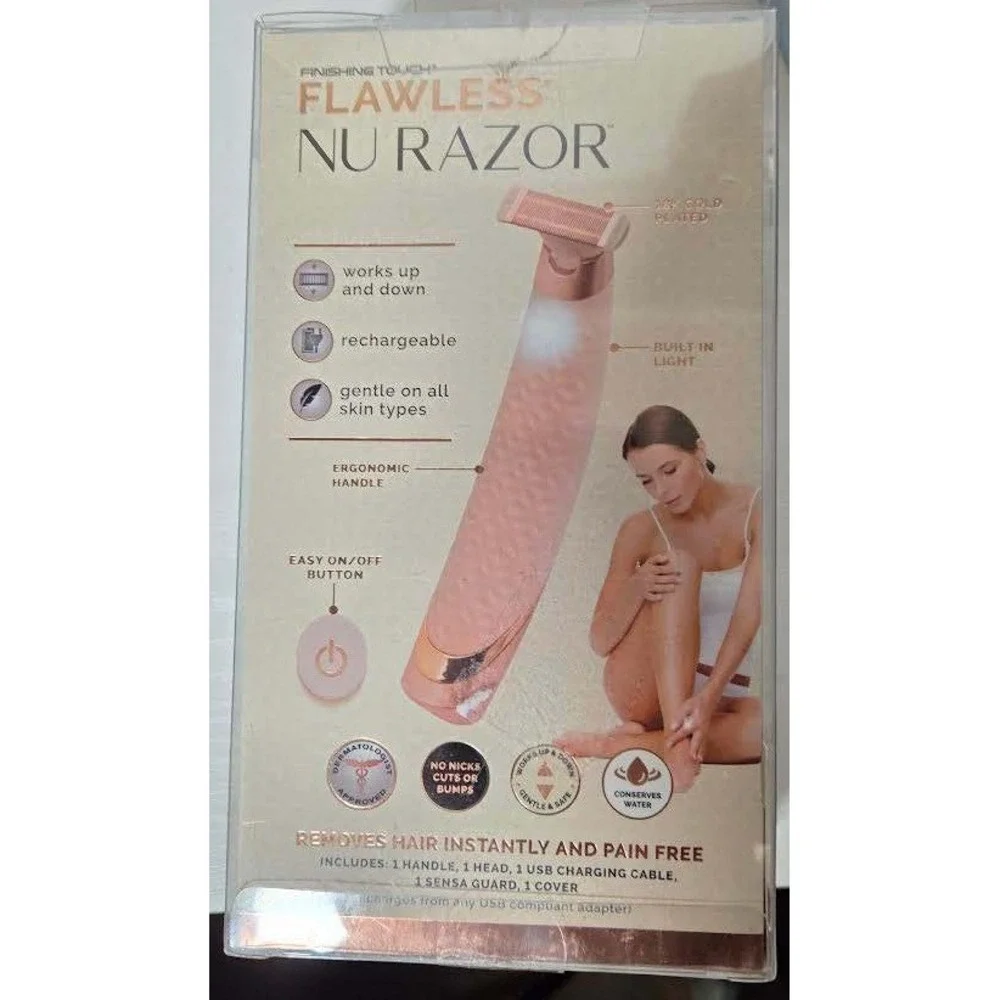 Finishing Touch Flawless Nu Razor Rose Gold Rechargeable Electric Shaver NEW